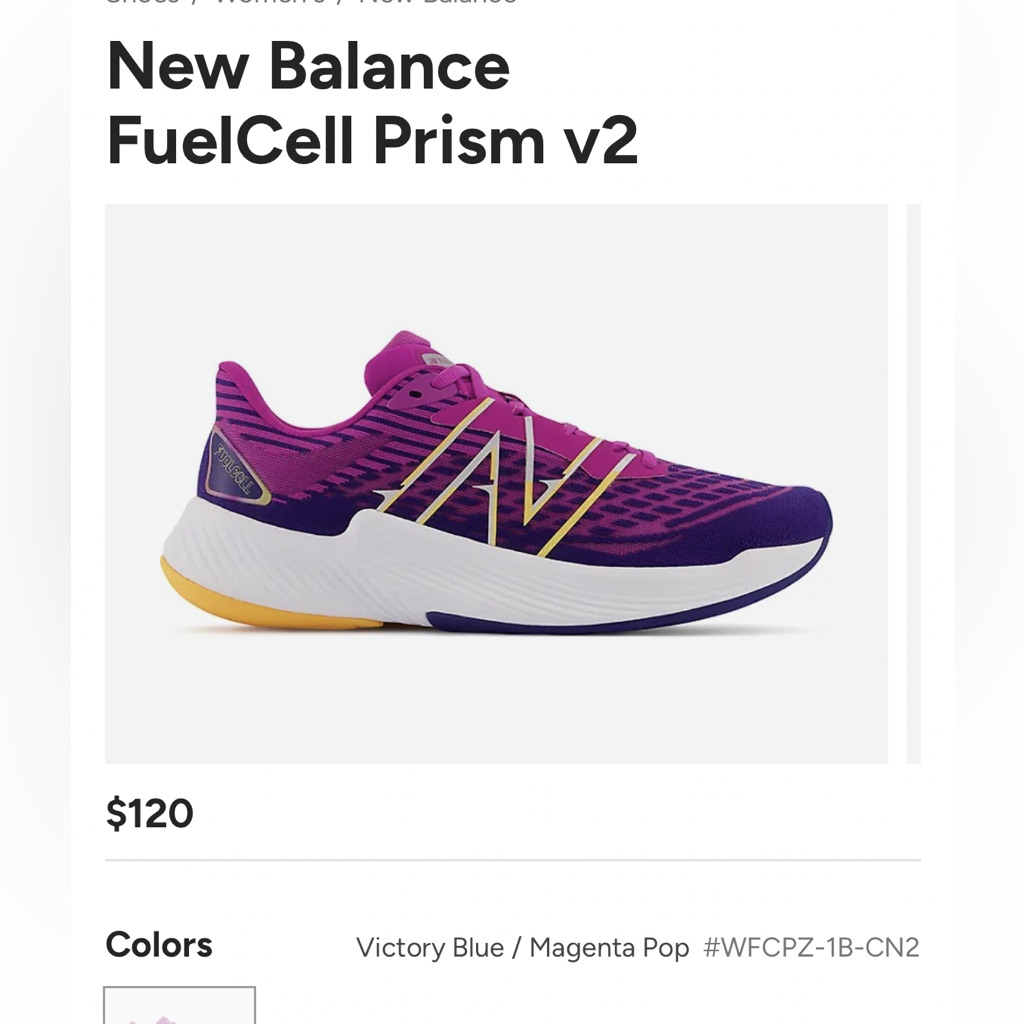 New Balance Fuelcell Prism Womens Running Sz 5.5d Wide Victory Blu/Magenta Pop